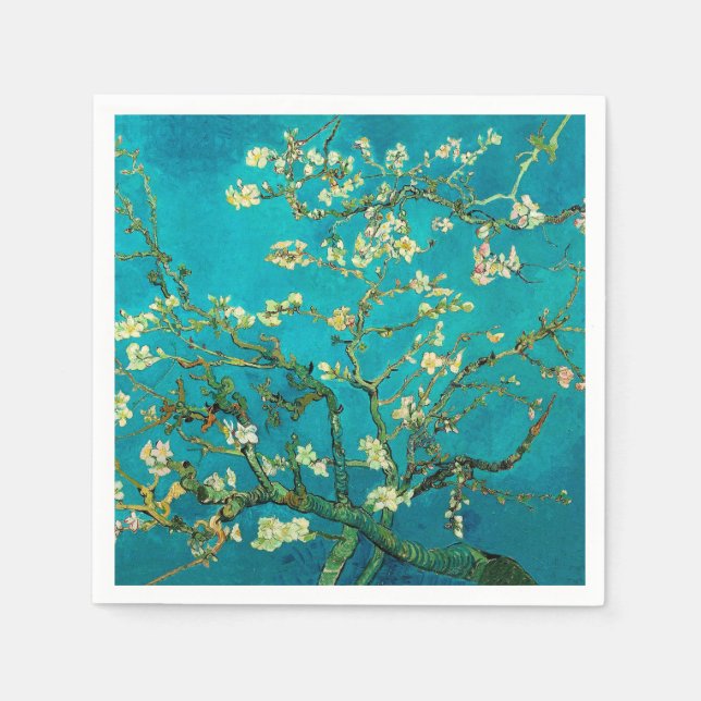Vincent Van Gogh Blossoming Almond Tree Floral Art Napkin (Front)