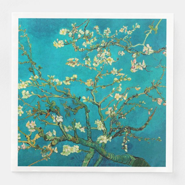 Vincent Van Gogh Blossoming Almond Tree Floral Art Napkin (Front)