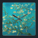 Vincent Van Gogh Blossoming Almond Tree Floral Art Square Wall Clock<br><div class="desc">Vincent Van Gogh Blossoming Almond Tree Vintage Floral Art Blossoming Almond Tree is an 1890 painting by Dutch post-impressionist artist Vincent van Gogh. Almond Blossoms is a group of several paintings made in 1888 and 1890 by Vincent van Gogh in Arles and Saint-Rémy, southern France of blossoming almond trees. Flowering...</div>