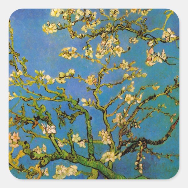 Vincent van Gogh - Blossoming Almond Tree Square Sticker (Front)