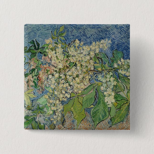 Vincent van Gogh | Blossoming Chestnut Branches 15 Cm Square Badge (Front)