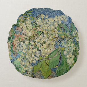 Vincent van Gogh Blossoming Chestnut Branches Round Cushion