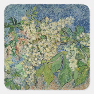 Vincent van Gogh Blossoming Chestnut Branches Square Sticker
