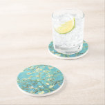 Vincent van Gogh Blossomong Almond Tree Coaster<br><div class="desc">Vincent van Gogh.  Blossomong Almond Tree. Blooming almond tree branch. Almond branches with pink flowers on a blue background. Reproduction of famous works of art  images in the public domain.</div>