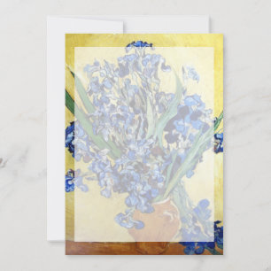 Vincent van Gogh, blue irises in yellow background