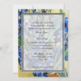 Vincent van Gogh, blue irises in yellow background Invitation