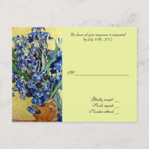 Vincent van Gogh, blue irises in yellow background Invitation Postcard