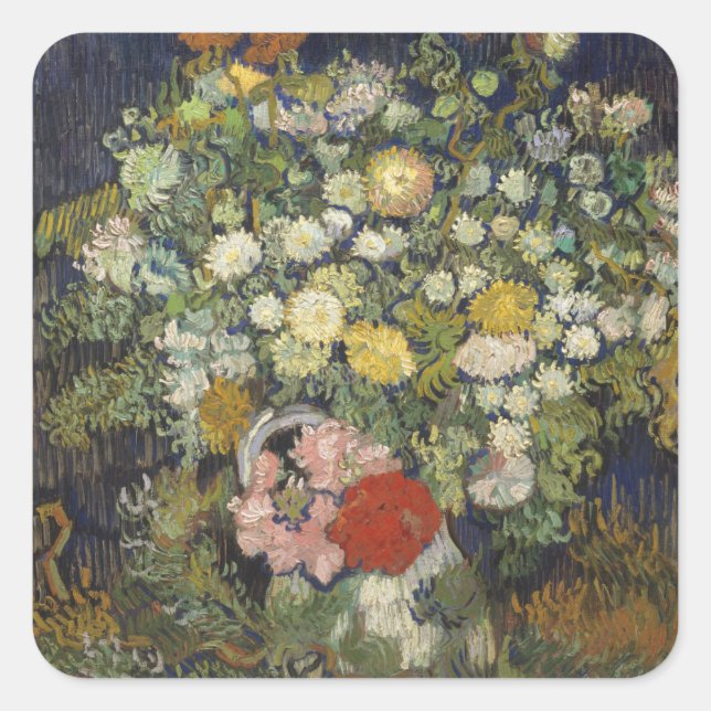 Vincent Van Gogh | Bouquet of Flowers in a Vase Square Sticker (Front)