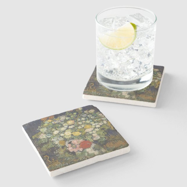 Vincent van Gogh Bouquet of Flowers in a Vase Stone Coaster (Side)