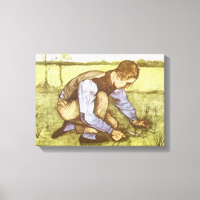 Vincent van Gogh - Boy Cutting Grass with Sickle Canvas Print (Front)