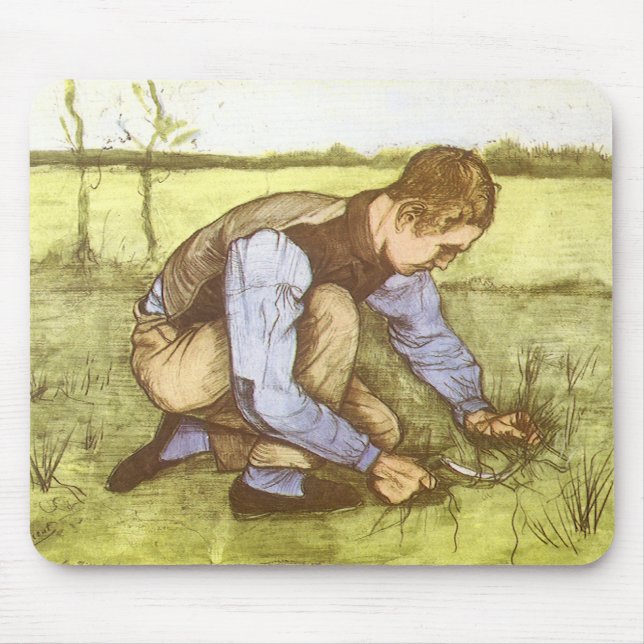 Vincent van Gogh - Boy Cutting Grass with Sickle Mouse Mat (Front)