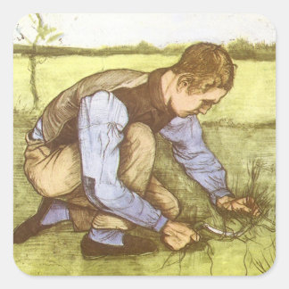 Vincent van Gogh - Boy Cutting Grass with Sickle Square Sticker