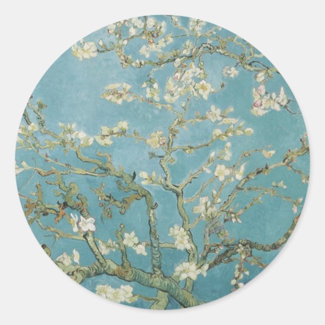 Vincent Van Gogh Branches of Almond Tree Classic Round Sticker (Front)