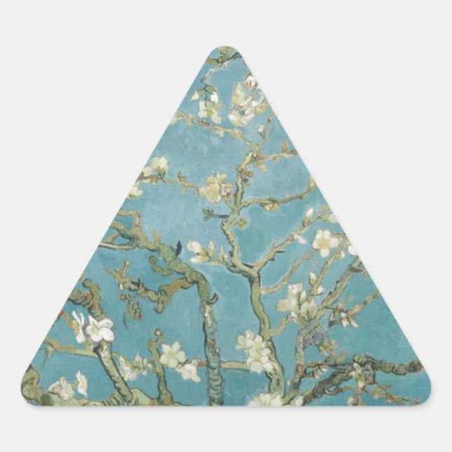 Vincent Van Gogh Branches of Almond Tree Triangle Sticker (Front)