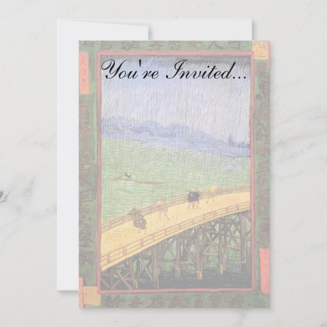 Vincent Van Gogh - Bridge In The Rain Japanese Art Invitation (Front)