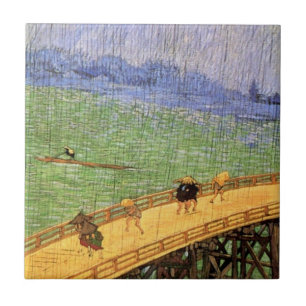 Vincent Van Gogh - Bridge In The Rain Japanese Art Tile