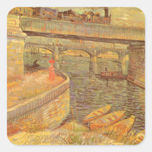 Vincent van Gogh Bridges Across the Seine Asnieres Square Sticker