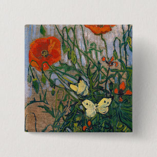 Vincent van Gogh - Butterflies and Poppies 15 Cm Square Badge