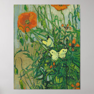 Vincent Van Gogh - Butterflies and poppies April 1 Poster