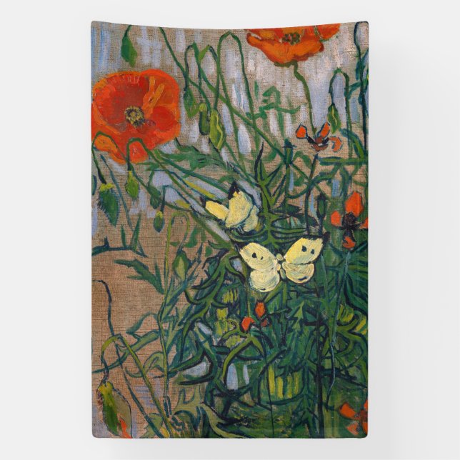 Vincent van Gogh - Butterflies and Poppies Banner (Vertical)