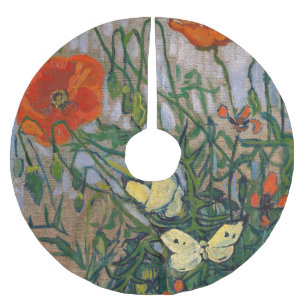 Vincent van Gogh - Butterflies and Poppies Brushed Polyester Tree Skirt