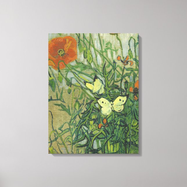 Vincent Van Gogh - Butterflies and poppies Canvas Print (Front)
