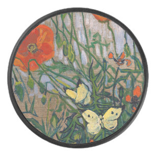 Vincent van Gogh - Butterflies and Poppies Hockey Puck