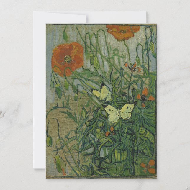 Vincent van Gogh - Butterflies and Poppies Invitation (Front)