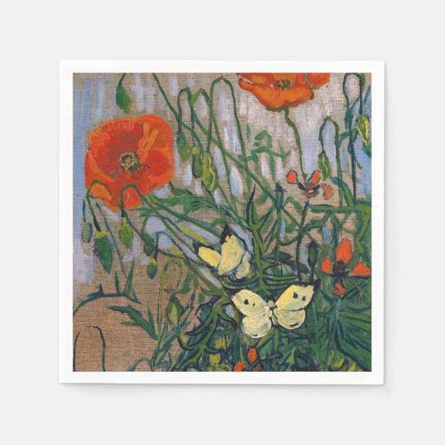 Vincent van Gogh - Butterflies and Poppies Napkin (Front)