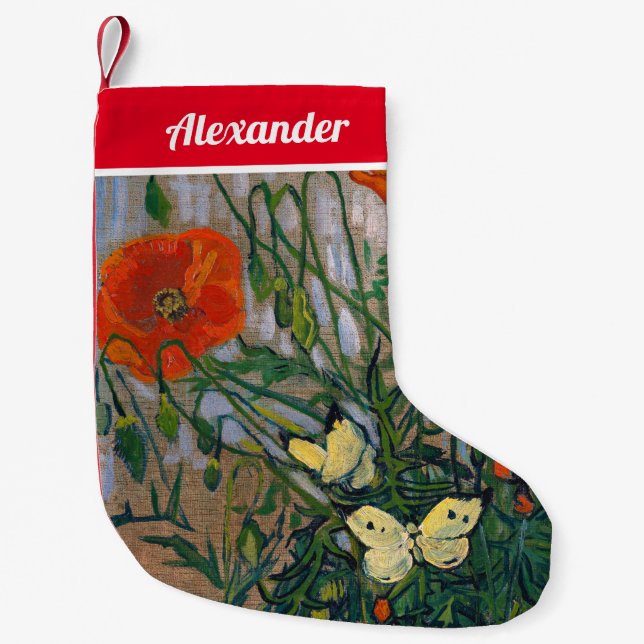 Vincent van Gogh - Butterflies and Poppies Small Christmas Stocking (Front)