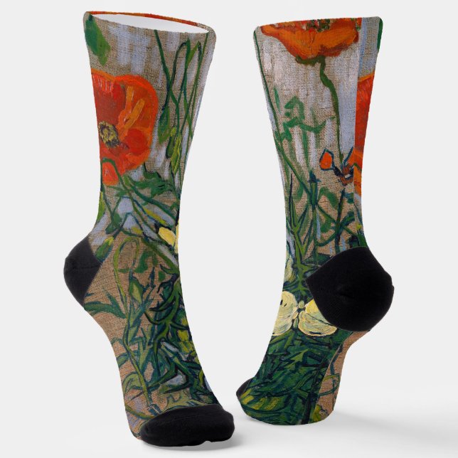 Vincent van Gogh - Butterflies and Poppies Socks (Angled)
