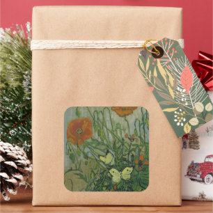 Vincent van Gogh - Butterflies and Poppies Square Sticker