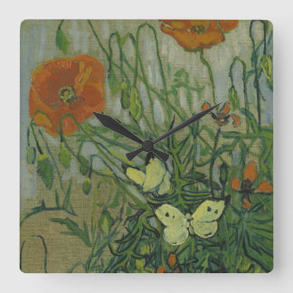 Vincent van Gogh - Butterflies and Poppies Square Wall Clock