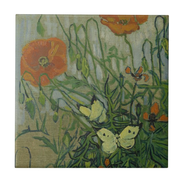 Vincent van Gogh - Butterflies and Poppies Tile (Front)