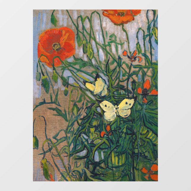 Vincent van Gogh - Butterflies and Poppies Window Cling (Sheet)