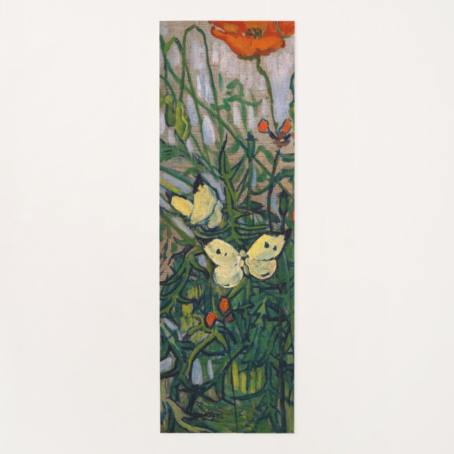 Vincent van Gogh - Butterflies and Poppies Yoga Mat (Front)