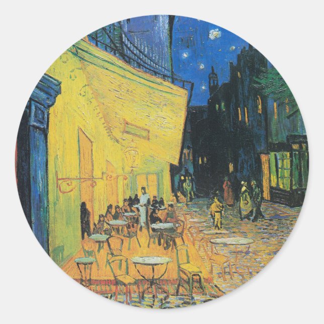 Vincent van Gogh Café Terrace at Night Classic Round Sticker (Front)