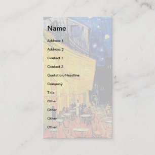 Vincent Van Gogh - Cafe Terrace At Night Fine Art Business Card