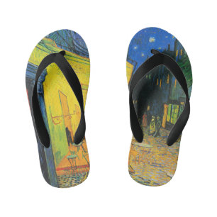 Vincent Van Gogh Cafe Terrace At Night Fine Art Kid's Flip Flops