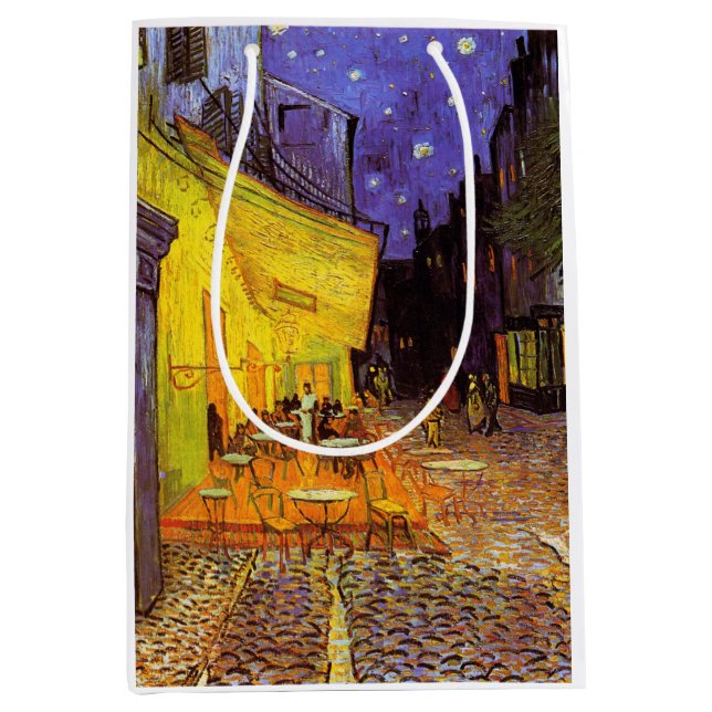 Vincent Van Gogh Cafe Terrace At Night Fine Art Medium Gift Bag (Front)