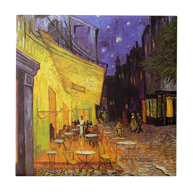 Vincent Van Gogh Cafe Terrace At Night Fine Art Tile (Front)