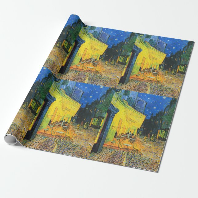 Vincent Van Gogh Cafe Terrace At Night Fine Art Wrapping Paper (Unrolled)