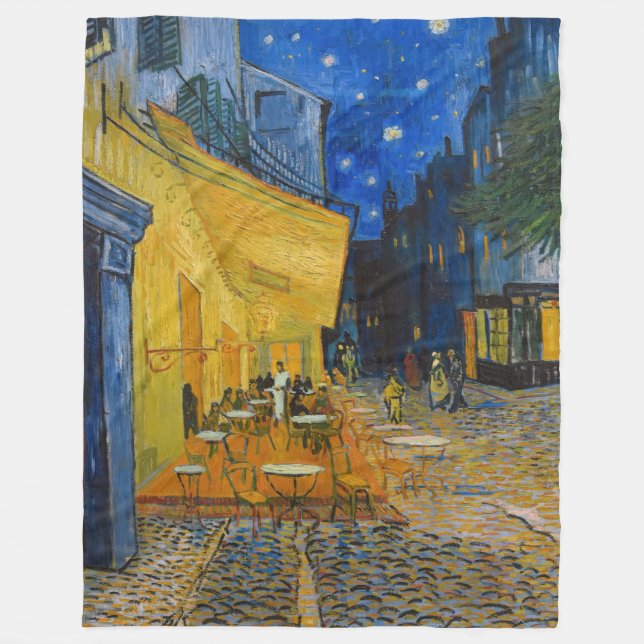 Vincent van Gogh - Cafe Terrace at Night Fleece Blanket (Front)