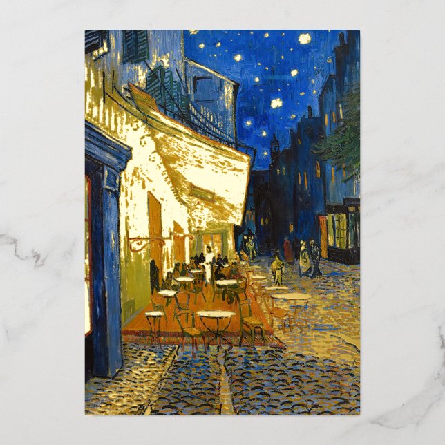 Vincent van Gogh - Cafe Terrace at Night Foil Holiday Card (Front)