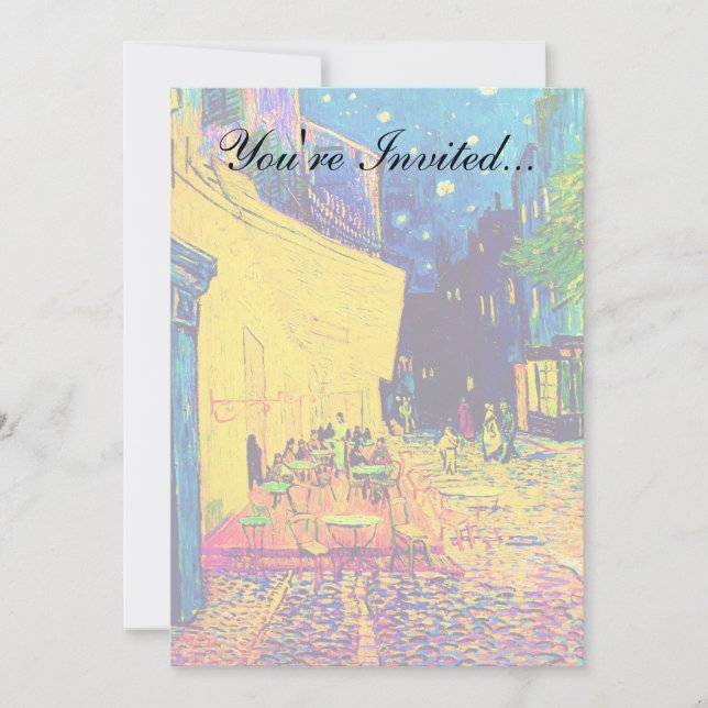 Vincent Van Gogh - Cafe Terrace At Night Pop Art Invitation (Front)