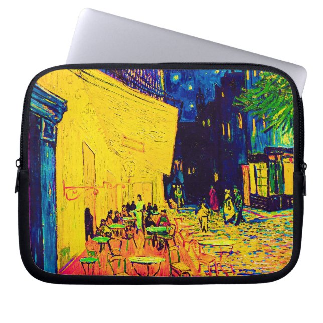 Vincent Van Gogh - Cafe Terrace At Night Pop Art Laptop Sleeve (Front)