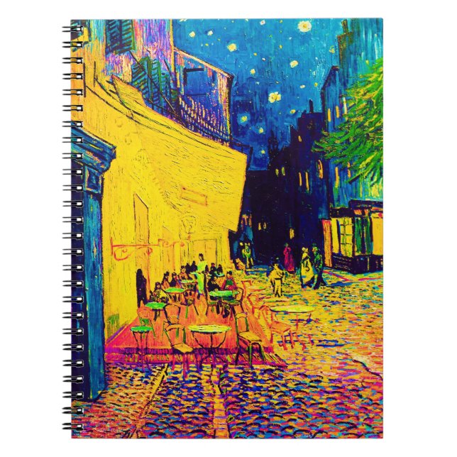Vincent Van Gogh - Cafe Terrace At Night Pop Art Notebook (Front)