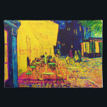 Vincent Van Gogh - Cafe Terrace At Night Pop Art Placemat<br><div class="desc">Also known as the Café Terrace On The Place Du Forum, this oil on canvas from 1888 shows a sidewalk cafe in Arles France frequented often by Van Gogh, brightly lit in yellow under a dark blue night sky with haloed stars similar to what would later be seen in "The...</div>
