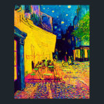 Vincent Van Gogh - Cafe Terrace At Night Pop Art Poster<br><div class="desc">Also known as the Café Terrace On The Place Du Forum, this oil on canvas from 1888 shows a sidewalk cafe in Arles France frequented often by Van Gogh, brightly lit in yellow under a dark blue night sky with haloed stars similar to what would later be seen in "The...</div>