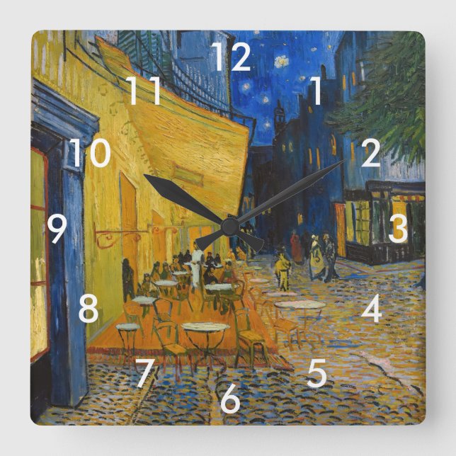 Vincent van Gogh - Cafe Terrace at Night Square Wall Clock (Front)